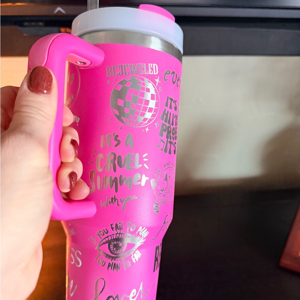 Taylor Swift Laser Engraved Pink Tumbler 40oz